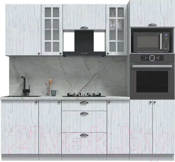 Изображение товара Кухонный гарнитур Интерлиния Берес 2.3В (дуб полярный/серый каспий)