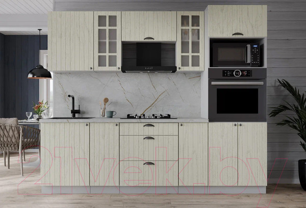 Изображение товара Кухонный гарнитур Интерлиния Берес 2.3В (дуб снежный/серый каспий)