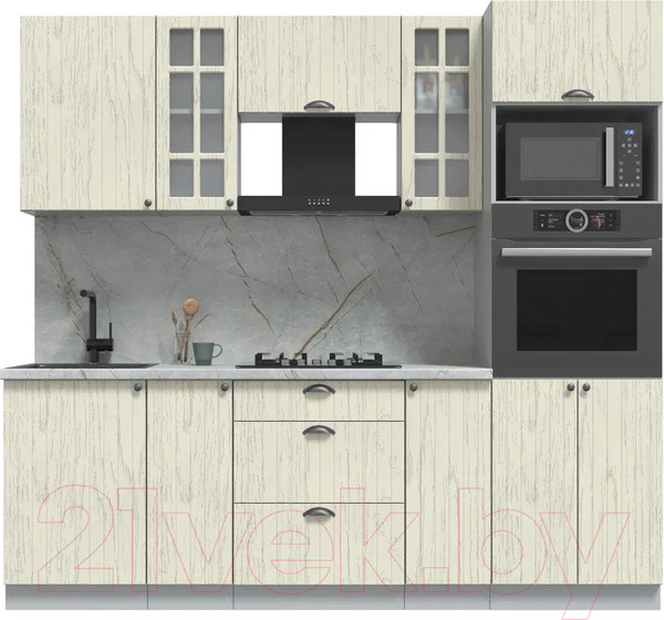 Изображение товара Кухонный гарнитур Интерлиния Берес 2.3В (дуб снежный/серый каспий)