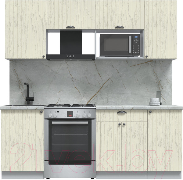 Изображение товара Кухонный гарнитур Интерлиния Берес 2.1В (дуб снежный/серый каспий)