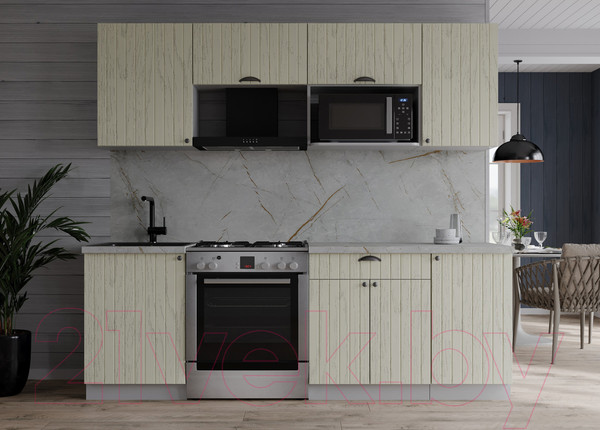 Изображение товара Кухонный гарнитур Интерлиния Берес 2.1В (дуб снежный/серый каспий)