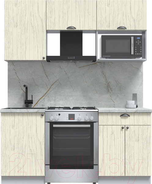 Изображение товара Кухонный гарнитур Интерлиния Берес 1.7В (дуб снежный/серый каспий)