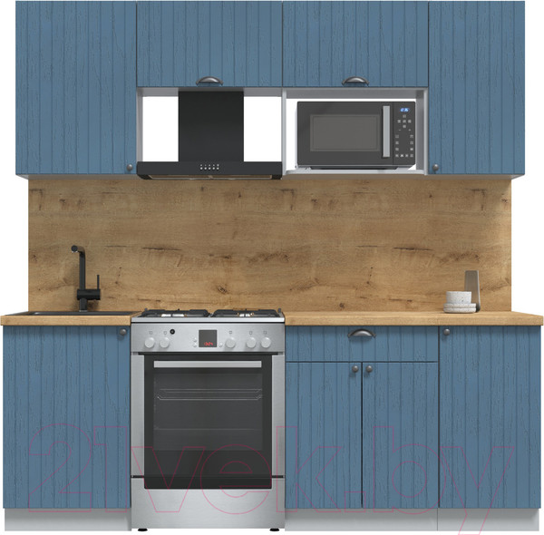 Изображение товара Кухонный гарнитур Интерлиния Берес 2.1В (дуб лазурный/дуб бунратти)