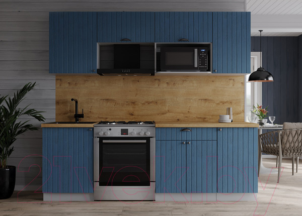 Изображение товара Кухонный гарнитур Интерлиния Берес 2.1В (дуб лазурный/дуб бунратти)