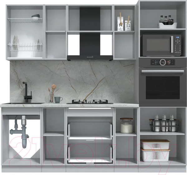 Изображение товара Кухонный гарнитур Интерлиния Берес 2.3В (дуб английский/бискайская сосна)