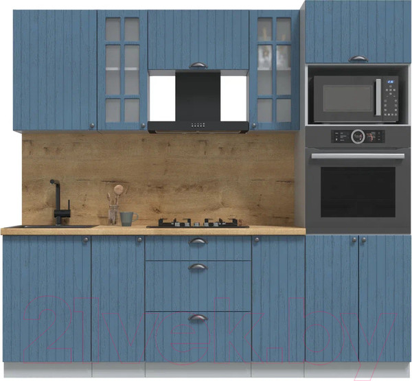 Изображение товара Кухонный гарнитур Интерлиния Берес 2.3В (дуб лазурный/дуб бунратти)