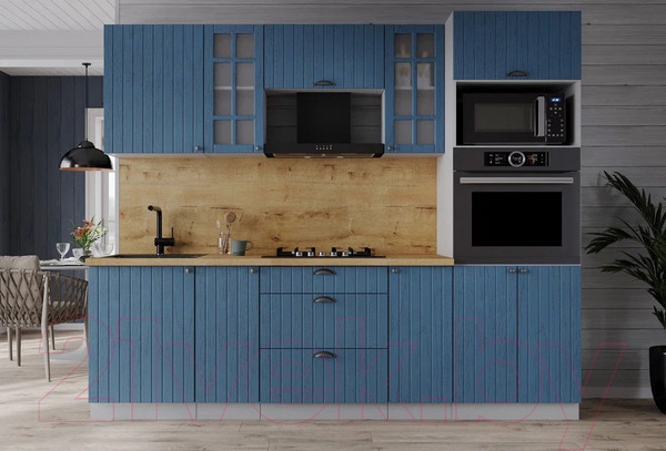 Изображение товара Кухонный гарнитур Интерлиния Берес 2.3В (дуб лазурный/дуб бунратти)