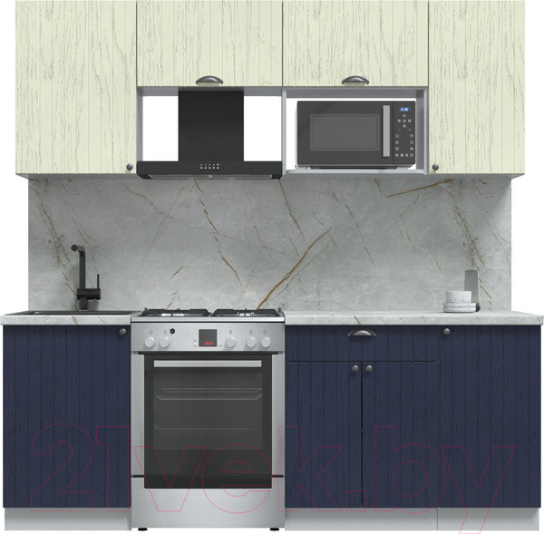 Изображение товара Кухонный гарнитур Интерлиния Берес 2.1В (дуб снежный/дуб королевский/серый каспий)