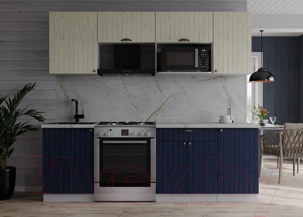 Изображение товара Кухонный гарнитур Интерлиния Берес 2.1В (дуб снежный/дуб королевский/серый каспий)