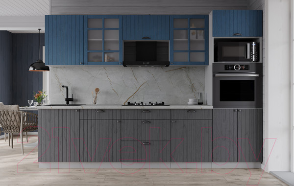 Изображение товара Кухонный гарнитур Интерлиния Берес 2.7В (дуб серый/дуб лазурный/серый каспий)