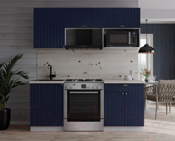 Изображение товара Кухонный гарнитур Интерлиния Берес 1.7В (дуб королевский/бискайская сосна)