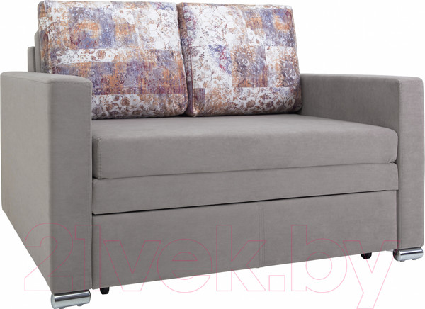 Изображение товара Диван KRONES Афродита выкатной 195x120 (велюр светло-серый/рисунок)