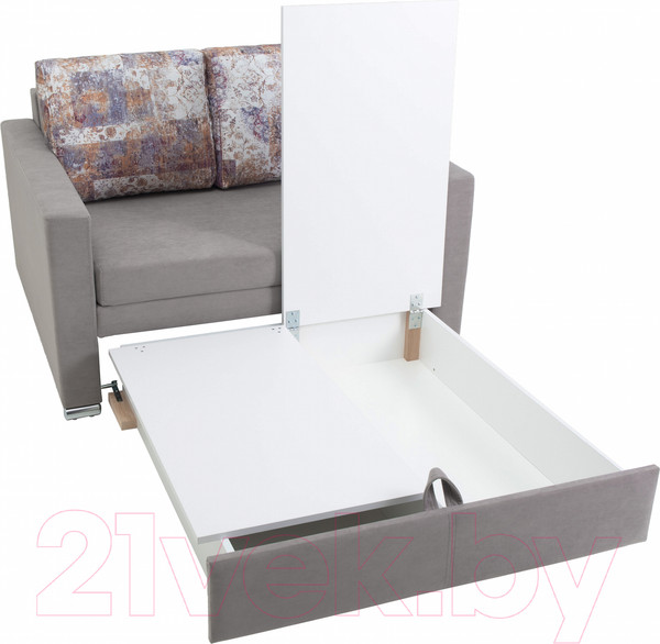 Изображение товара Диван KRONES Афродита выкатной 195x100 (велюр светло-серый/рисунок)