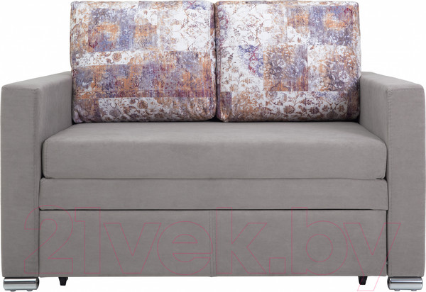Изображение товара Диван KRONES Афродита выкатной 195x140 (велюр светло-серый/рисунок)