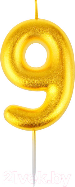 Изображение товара Свеча для торта Meshu Цифра 9 / MS_59372 (золото)