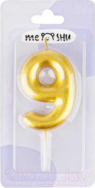 Изображение товара Свеча для торта Meshu Цифра 9 / MS_59372 (золото)