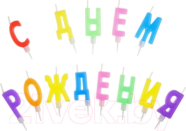 Изображение товара Набор свечей для торта Meshu Буквы С Днем Рождения / MS_32373 (13шт)