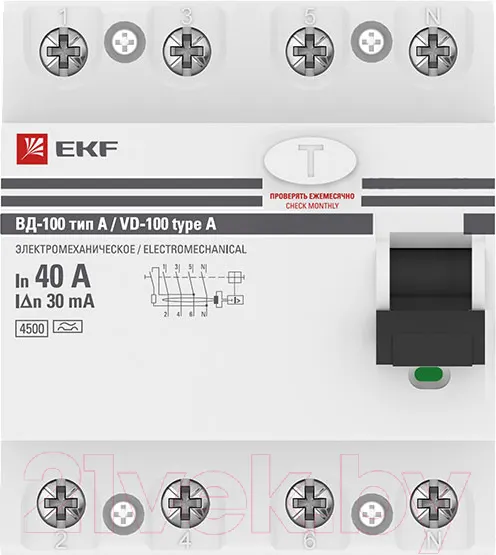 Изображение товара Устройство защитного отключения EKF Elcb-4-40-30-em-a-pro