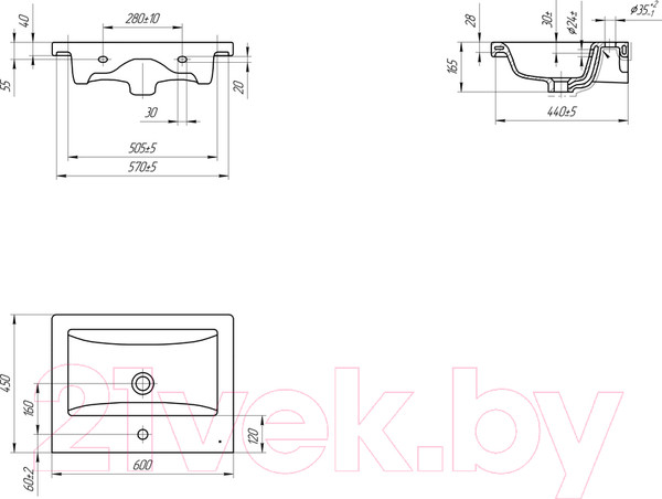 Изображение товара Умывальник Cersanit Como 60 / 64076