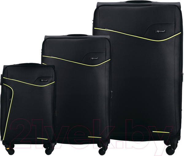 Изображение товара Чемодан на колесах Solier STL1651 (XL, черный/зеленый)