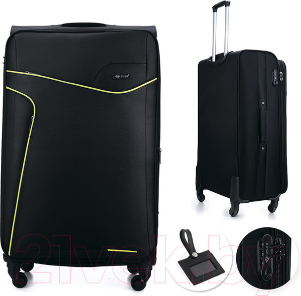 Изображение товара Чемодан на колесах Solier STL1651 (XL, черный/зеленый)