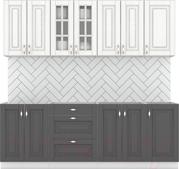 Изображение товара Кухонный гарнитур Интермебель Бостон-7 2.2 без столешницы (акация белая/акация графит)