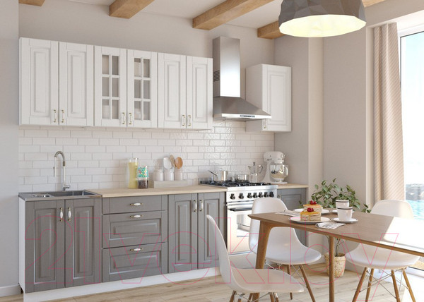 Изображение товара Кухонный гарнитур Интермебель Бостон-7 2.2 без столешницы (акация белая/акация графит)