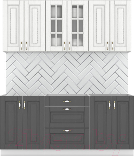 Изображение товара Кухонный гарнитур Интермебель Бостон-4 1.8 без столешницы (акация белая/акация графит)