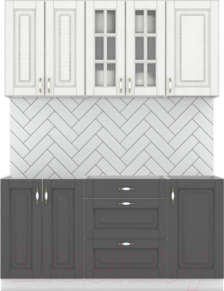 Изображение товара Кухонный гарнитур Интермебель Бостон-2 1.6 без столешницы (акация белая/акация графит)