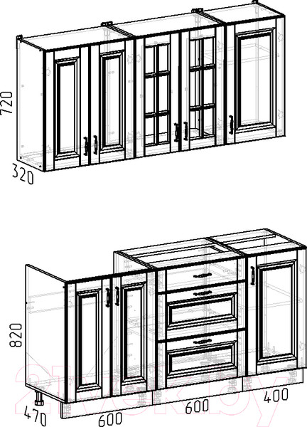 Изображение товара Кухонный гарнитур Интермебель Бостон-2 1.6 без столешницы (ясень капучино софт)