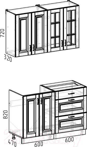 Изображение товара Кухонный гарнитур Интермебель Бостон-1 1.2 без столешницы (ясень капучино софт)