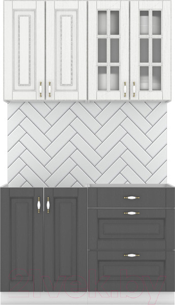 Изображение товара Кухонный гарнитур Интермебель Бостон-1 1.2 без столешницы (акация белая/акация графит)