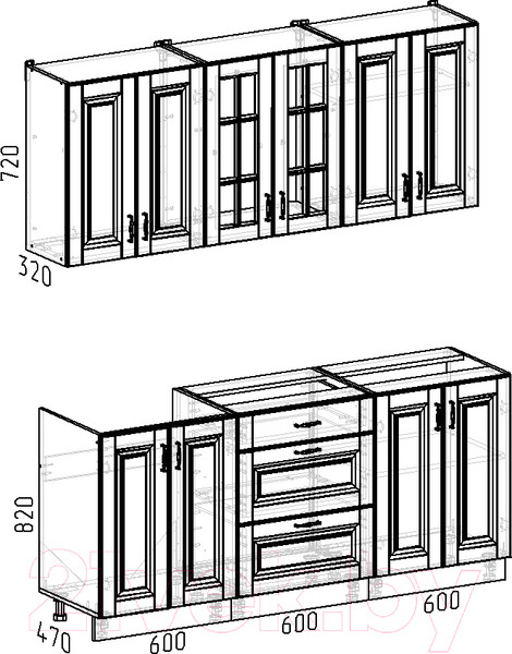 Изображение товара Кухонный гарнитур Интермебель Бостон-4 1.8 без столешницы (акация белая)