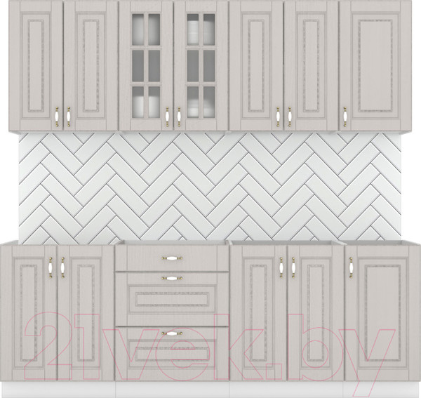 Изображение товара Кухонный гарнитур Интермебель Бостон-7 2.2 без столешницы (ясень капучино софт)