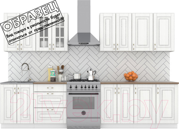 Изображение товара Кухонный гарнитур Интермебель Бостон-9 2.6 (акация белая/мрамор лацио белый)