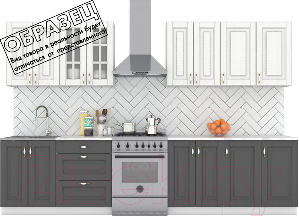 Изображение товара Кухонный гарнитур Интермебель Бостон-9 2.6 (акация белая/акация графит/тунис)