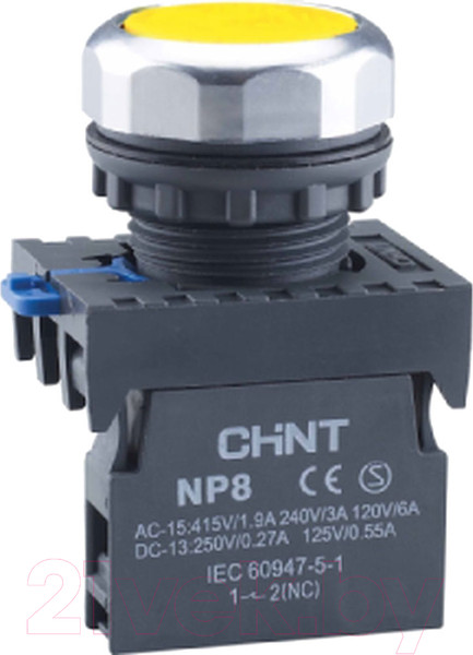 Изображение товара Кнопка для пульта Chint NP8-10BN/5 1НО IP65 / 667333 (желтый)