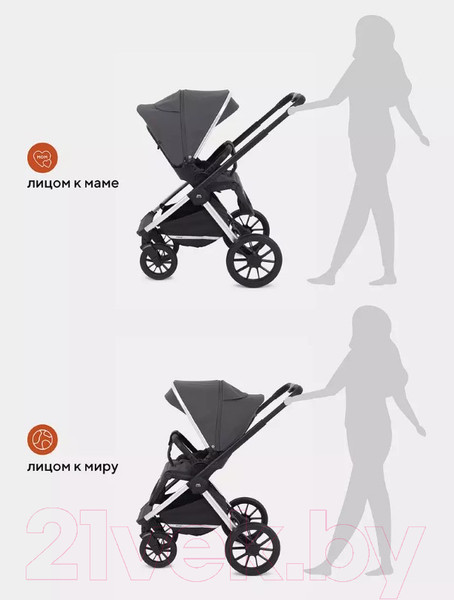 Изображение товара Детская универсальная коляска MOWbaby Tilda 2 в 1 / MB064 (графит)