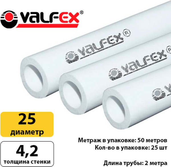 Изображение товара Труба водопроводная Valfex SDR 6 PN20 25x4.2мм 50 / 101020252