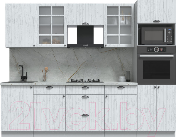 Изображение товара Кухонный гарнитур Интерлиния Берес 2.7В (дуб полярный/серый каспий)