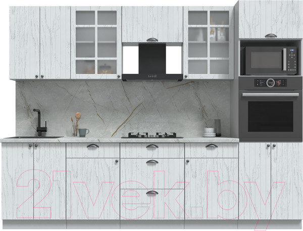 Изображение товара Кухонный гарнитур Интерлиния Берес 2.8В (дуб полярный/серый каспий)