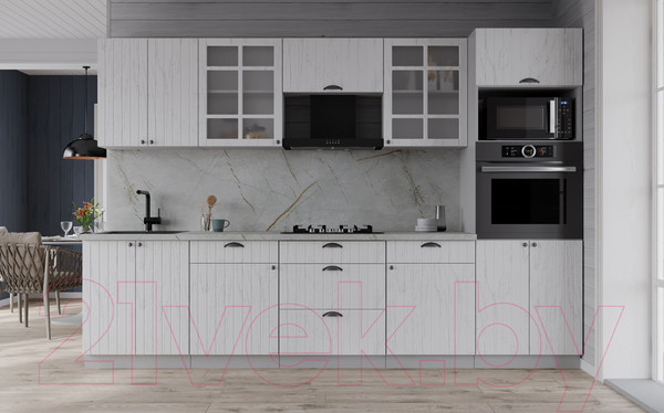 Изображение товара Кухонный гарнитур Интерлиния Берес 2.8В (дуб полярный/серый каспий)