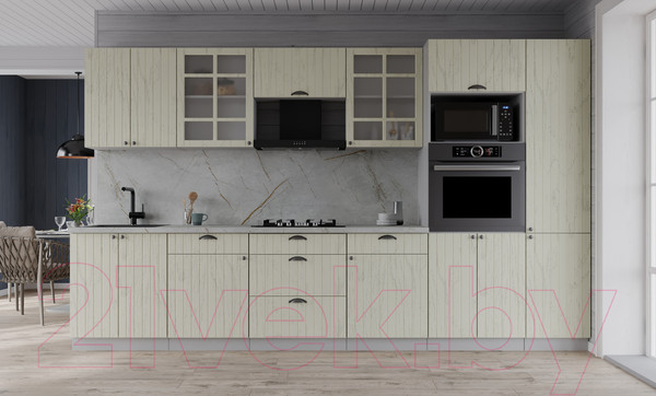 Изображение товара Кухонный гарнитур Интерлиния Берес 3.2В (дуб снежный/серый каспий)