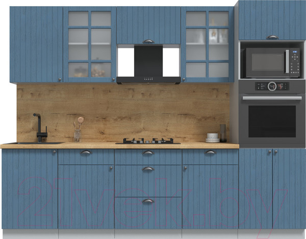 Изображение товара Кухонный гарнитур Интерлиния Берес 2.7В (дуб лазурный/дуб бунратти)