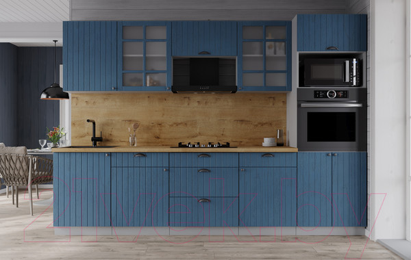 Изображение товара Кухонный гарнитур Интерлиния Берес 2.7В (дуб лазурный/дуб бунратти)