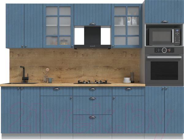 Изображение товара Кухонный гарнитур Интерлиния Берес 2.8В (дуб лазурный/дуб бунратти)
