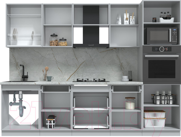 Изображение товара Кухонный гарнитур Интерлиния Берес 2.8В (дуб королевский/бискайская сосна)