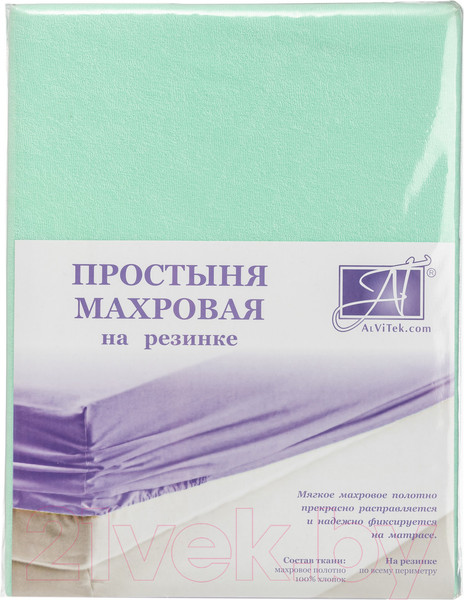 Изображение товара Простыня AlViTek Махровая на резинке 90x200x20 / ПМР-МЕ-090 (ментол)