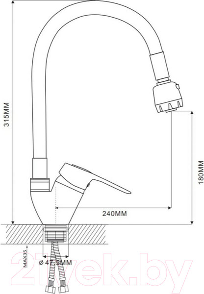 Изображение товара Смеситель Ekko E4105+E55