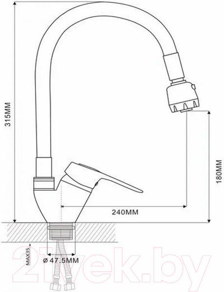 Изображение товара Смеситель Ekko E4105+E60
